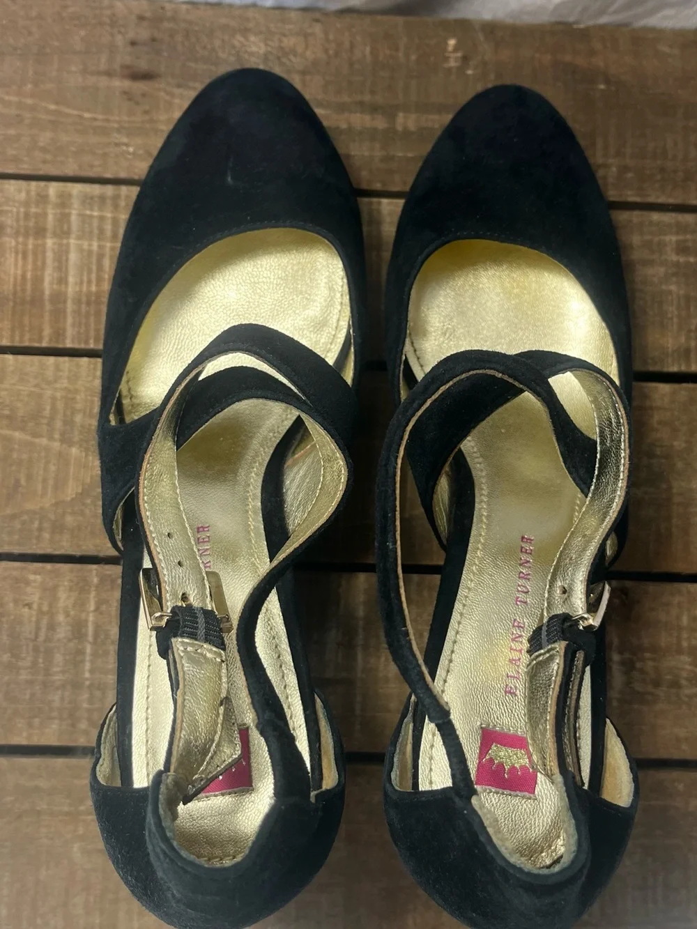 ELAINE TURNER TEGAN PLATFORM STRAPPY WEDGE SUEDE BLACK PYTHON Heel 10 mob wife